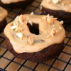 Chocolate Donuts with Peanut Butter Glaze