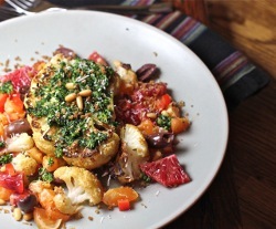 Cauliflower Steaks with Kale Pesto